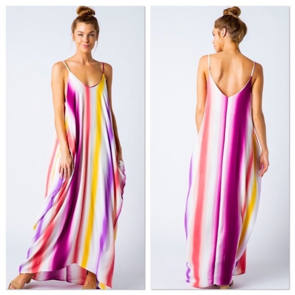 ✨SOLD✨Purple Multi-Striped Maxi Dress - Picture 2 of 3